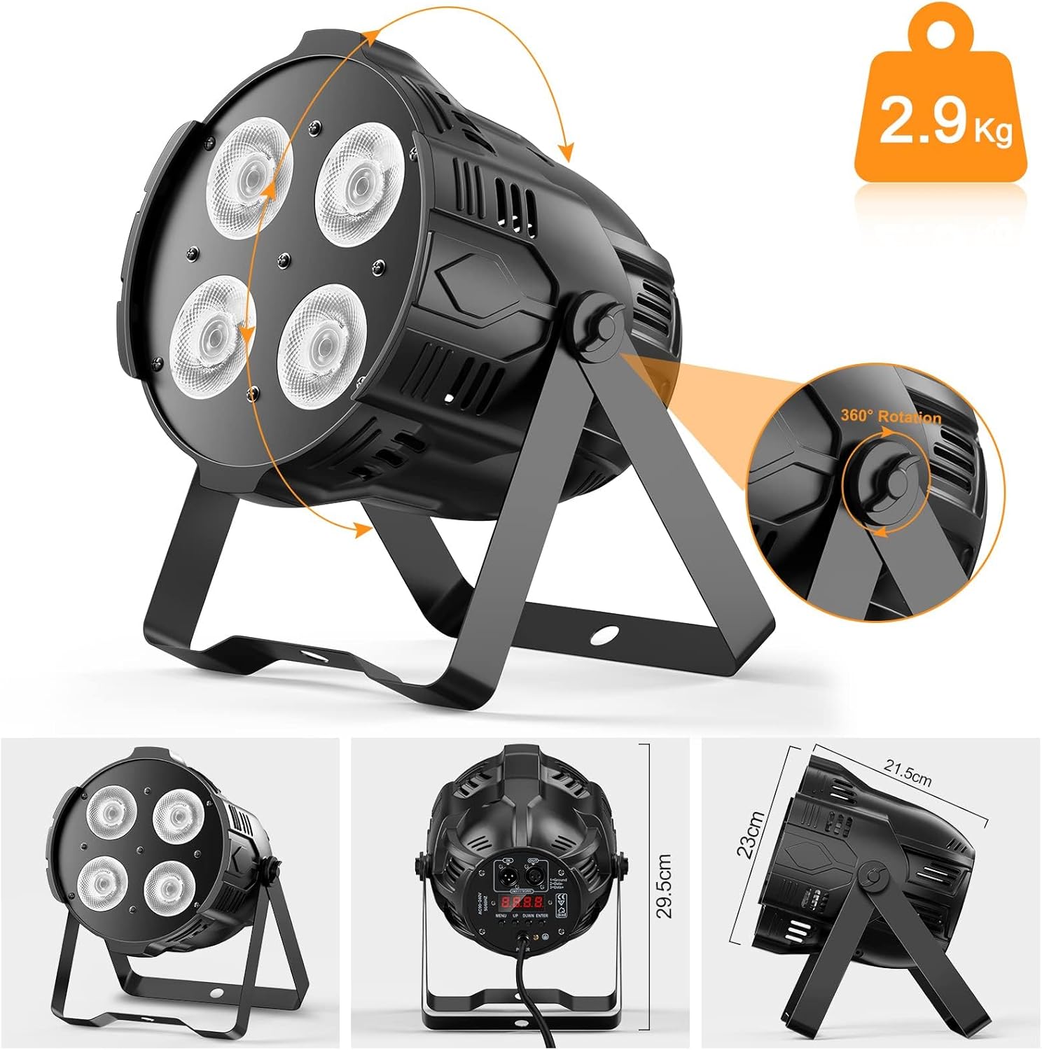 200W COB LED Stage Lights, Par Can Light Warm & Cool White Stage Spotlights with Auto/DMX/Master-Slave/Sound, Uplights for Events, Wedding, Party, Church, Concert, Theater 2Packs