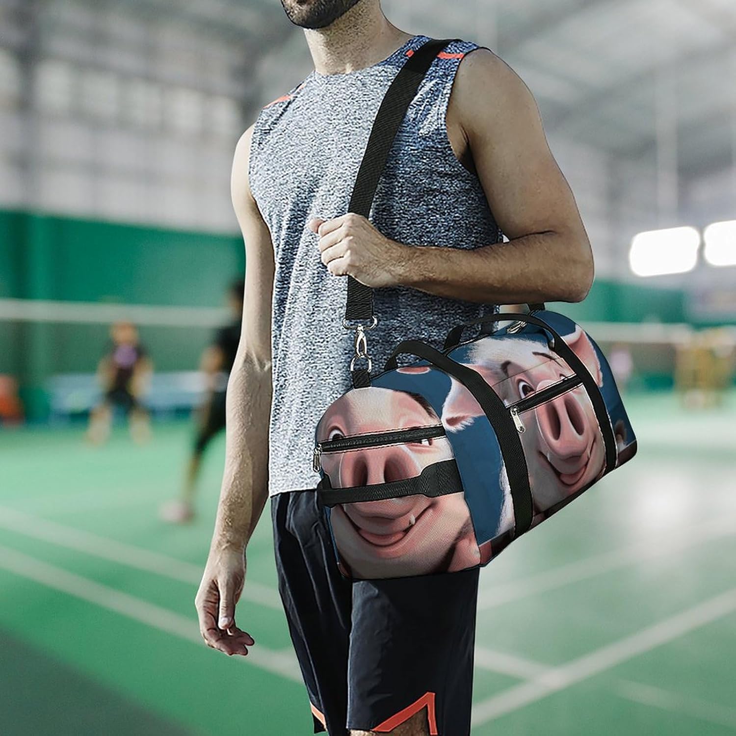Gym Bag Duffle Bag Smiling Printed Yoga Bag Printed Backpack Duffel Bag Small Gym Bag for Travel Sports