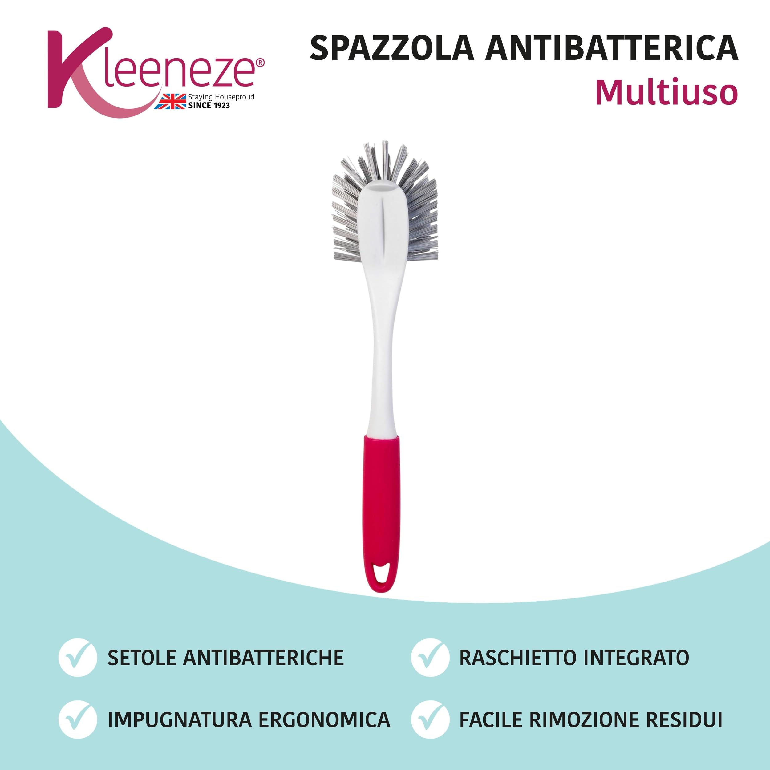 Spazzola Per Piatti Antibatterica Kleeneze - Con Raschietto, Per Pulizia Pentole E Stoviglie - Foto 3