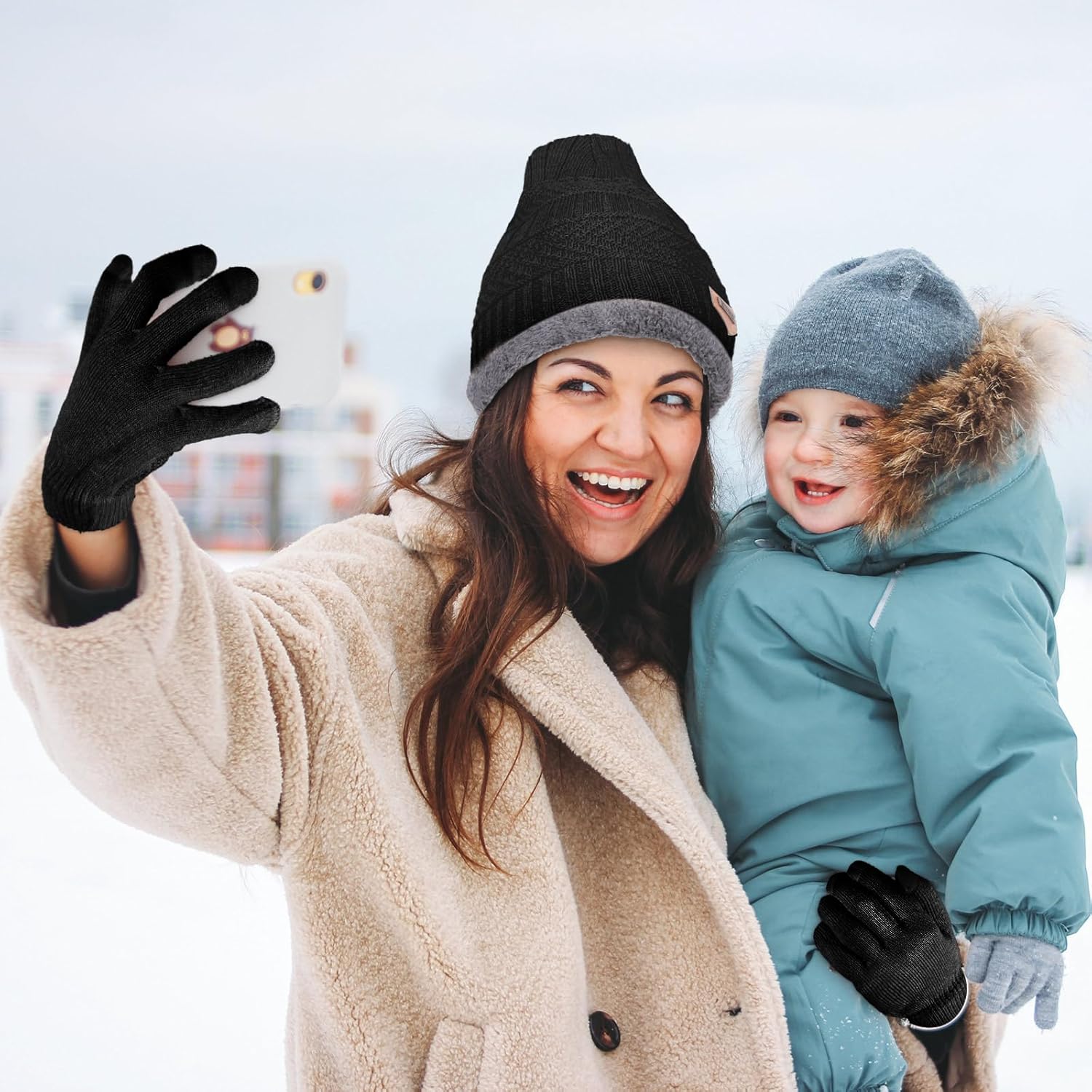 JaGely 18 Pcs Mens Winter Hat and Gloves Neck Warmer Including Winter Knit Hat Knitted Gloves Ear Warmer Scarf for Men Women - Image 6