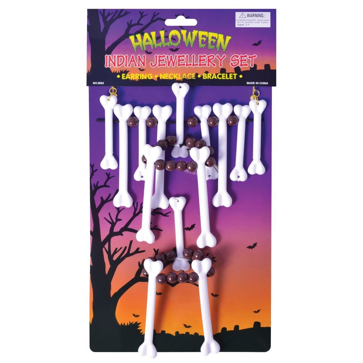 Bristol Novelty Kit De Bijoux Os – Collier, Bracelet Et Boucles D'Oreilles – Accessoire Déguisement Halloween