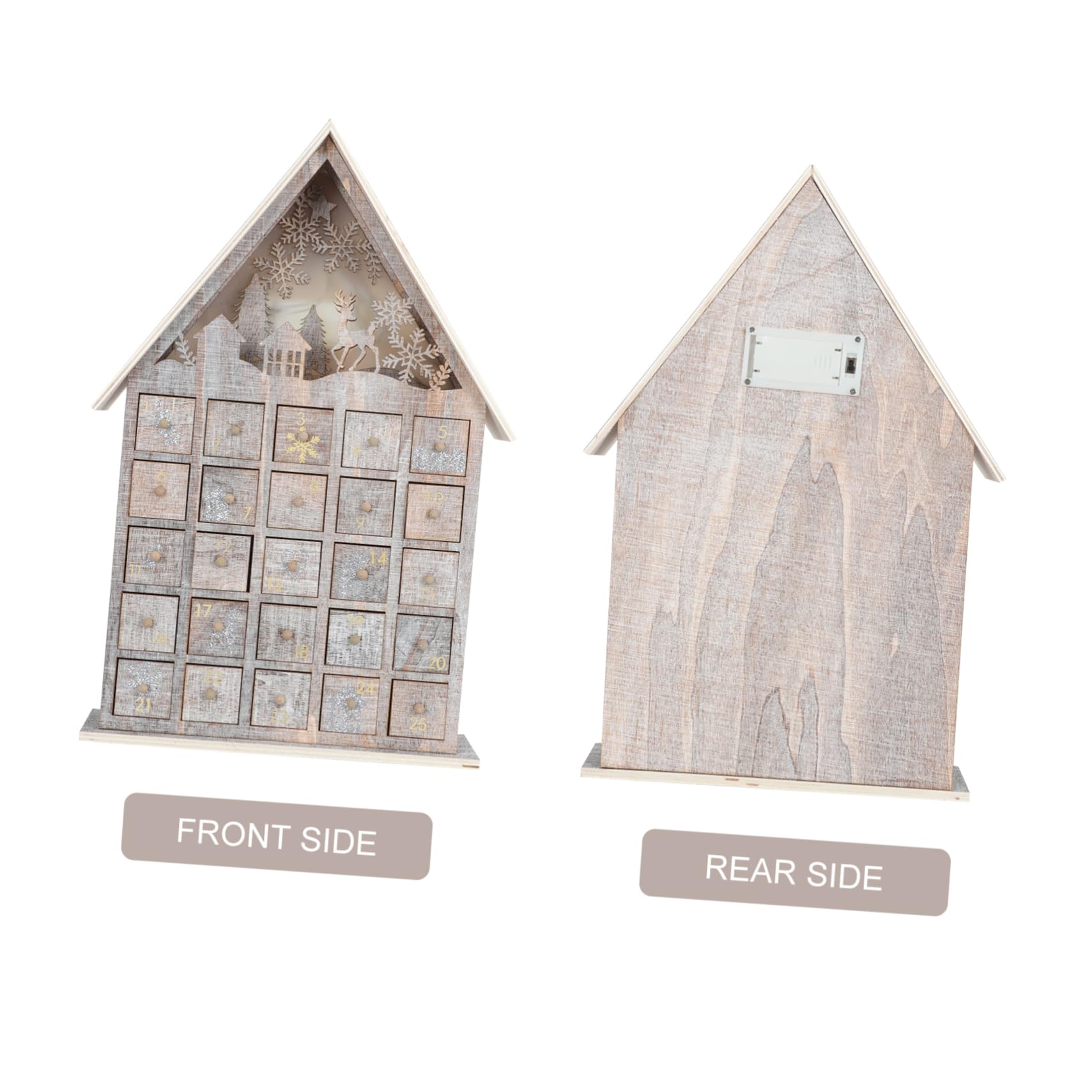PRETYZOOM Holz Adventskalender für Junge Mädchen mit Weihnachtsgeschenkhalter aus Hochwertigem Material Weihnachtsdekoration für Schreibtisch und Wohnzimmer