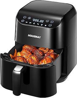 HOUSNAT Air Fryer, 1700W 5.5L Large Air Fryer Oven for Family, Presets to Bake, Roast, Reheat, LED One Touch Screen, Timer & Adjustable Temperature, Nonstick and Detachable Basket, Black