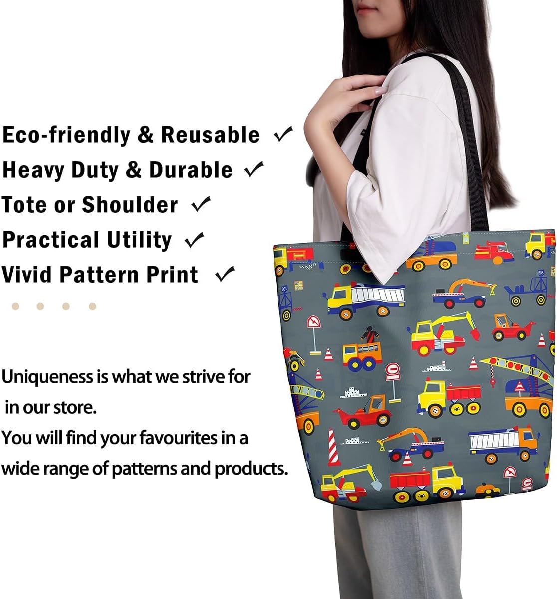 Castle Fairy Retro Train Canvas Tote Bag Aesthetic for Kids Boys,Red Green Blue Train Reusable Grocery Handbag