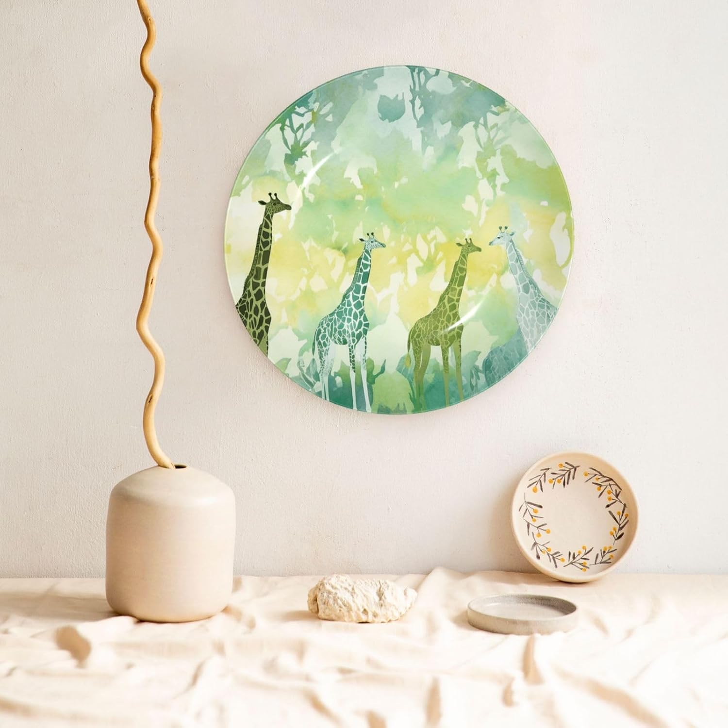 Decorative Plate Art Crafts Bone China Decorative Plate with Display Rack Souvenir Wall Decor Ceramic Ornaments Dinner Plates Ceramic Decoratives Plates for Home Office 10in