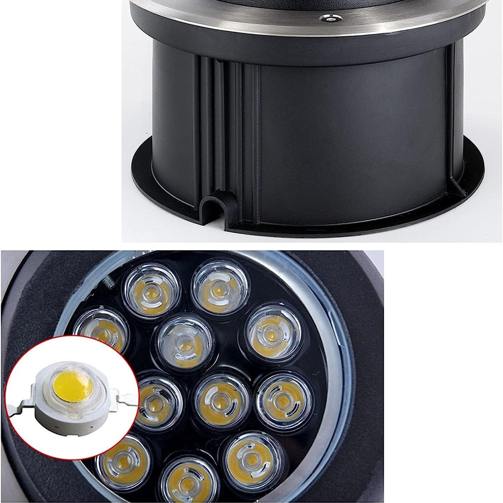 Oświetlenie ogrodowe - zewnętrzne lampy do wkopywania w ziemię, okrągła lampa LED ze stali nierdzewnej do wkopywania w ziemię, wodoodporna lampa punktowa IP67 do ogrodu,Yellow-9W(24V)