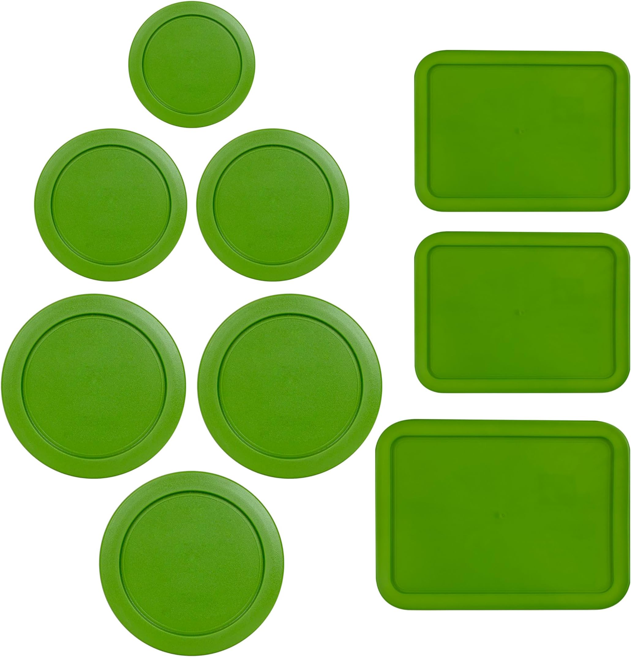 Replacement Lids for Pyrex Glass Food Storage Containers Rectangular (1) 1-Cup (2) 2-Cup (2) 4-Cup (1) 7-Cup (2) 3-Cup (1) 6-Cup Round Rectangle (Green)