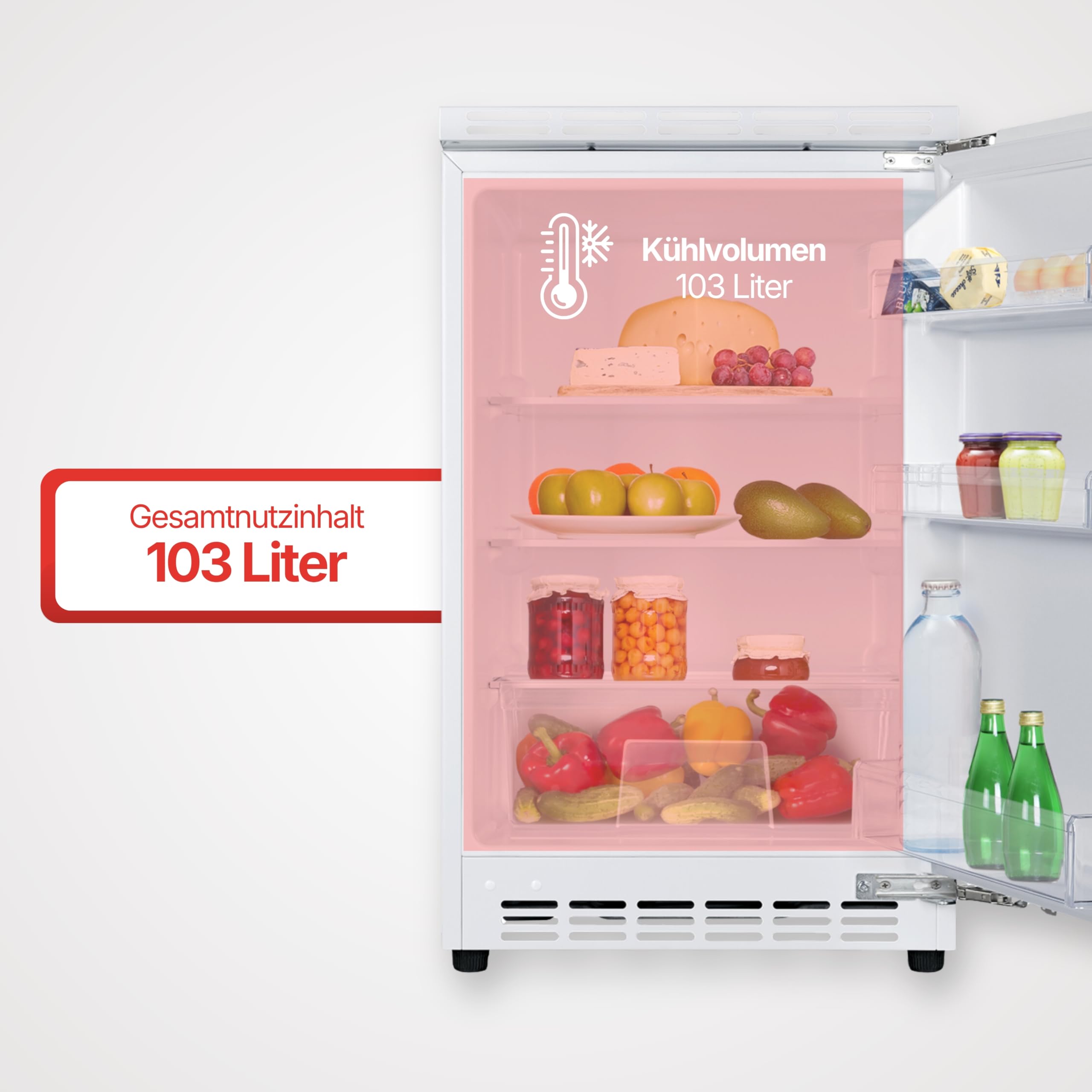 Amica Unterbau Vollraum Kühlschrank dekorfähig für 81,5 cm Nische elektronische Steuerung Inverter Kompressor LED Beleuchtung Tür-Offen-Alarm
