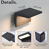 Vista 2 de Luces solares impermeables para exteriores, modernas luces solares de pared al aire libre, modelo de aluminio de lujo, lámpara de pared inalámbrica