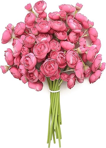 Miniatura 8 de Floroom Flores artificiales de ranúnculo 18 piezas, color marrón taupe, de seda falsa, mini ranúnculos a granel, flores falsas para relleno de boda,