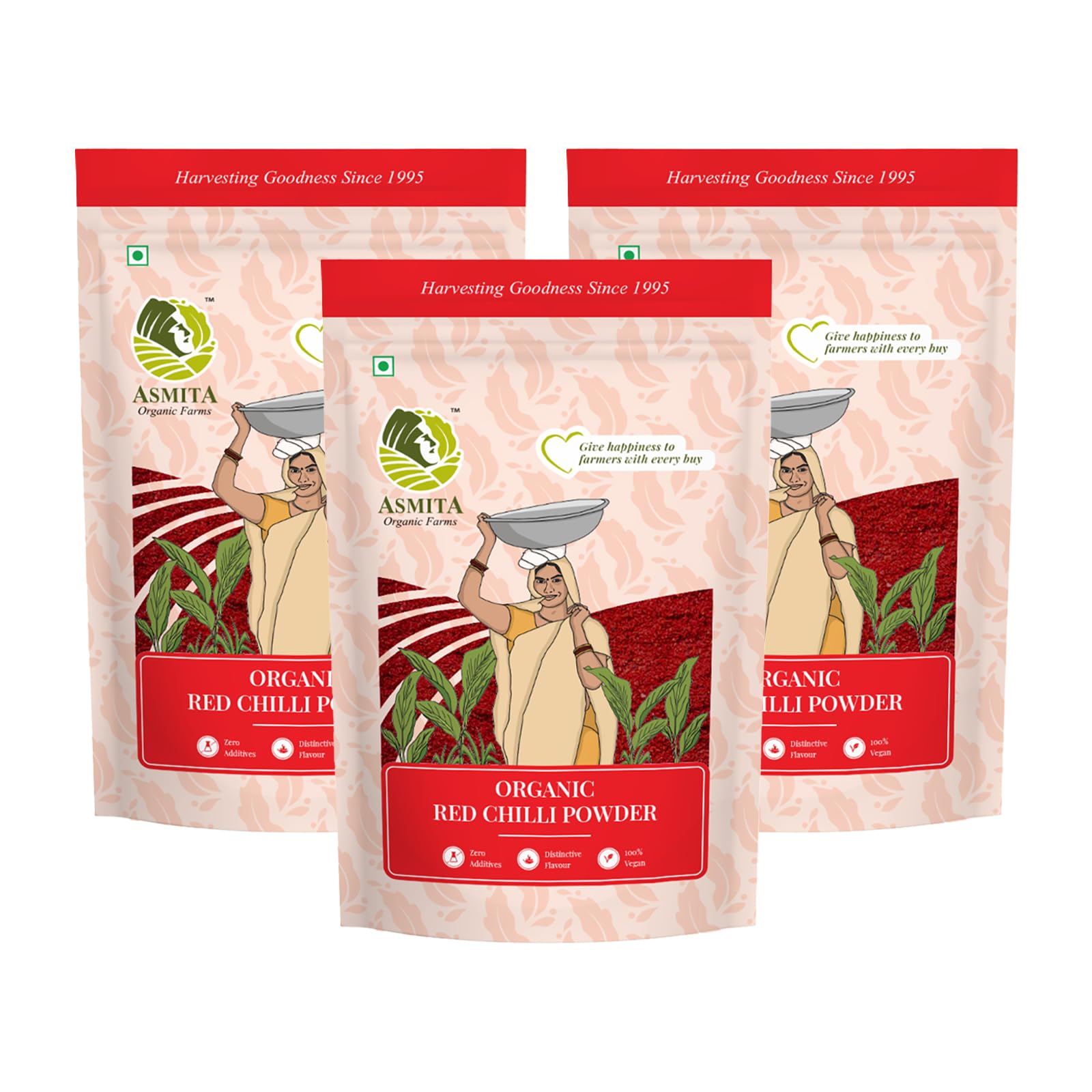 Asmita Organic Farms Red Chilli Powder Pack Of 3-100gm Each (B0CDBVQX7Y) Amazon Price History, Amazon Price Tracker
