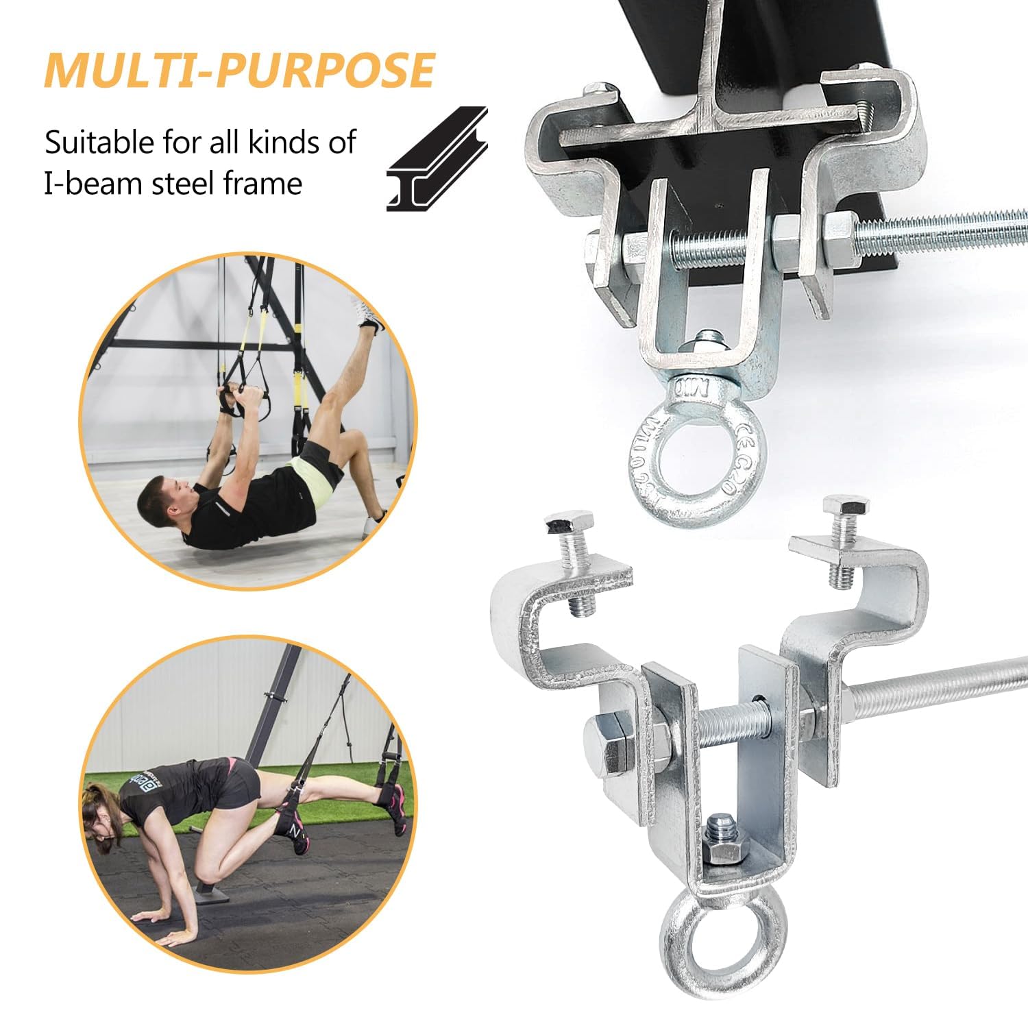 SQLJYU 4 Piezas Soporte Saco Boxeo, Soporte para Saco de Boxeo, Soporte Saco Boxeo Suelo Techo, para Viga Ajustable de 65 mm a 225 mm