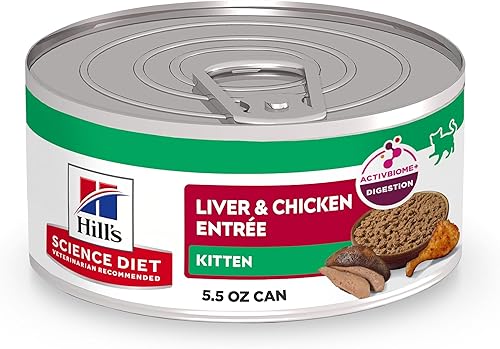 Miniatura 12 de Hill's Science Diet Kitten, Nutrición Premium para Gatito, Alimento Húmedo para Gatos, Hígado y Pollo Picado, Lata de 2.9 oz, Caja de 24