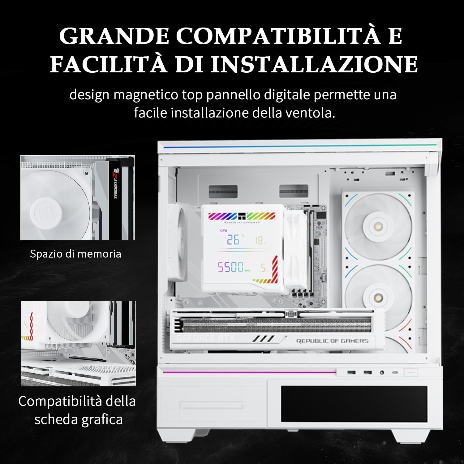 TR -Peerless Assassin 140 Digital White, ventole doppie PWM con velocità di 1850 rpm, supporto Intel lga1700/1851/115X/2011/1200, AM: AM4/AM5