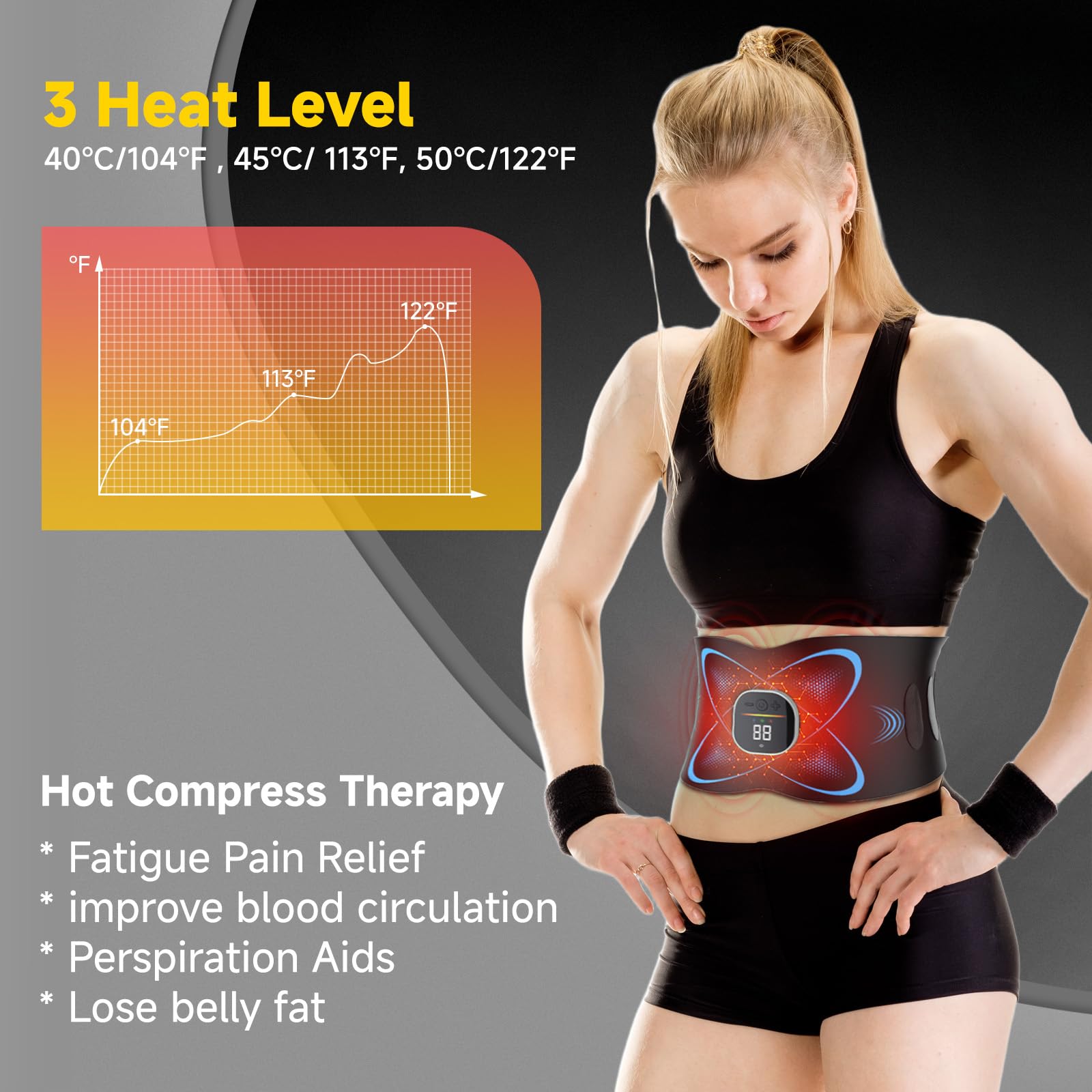 Ab Stimulator Muscle Toner, Abs Stimulator Abdominal Massage Belt Black — Amazon image 4