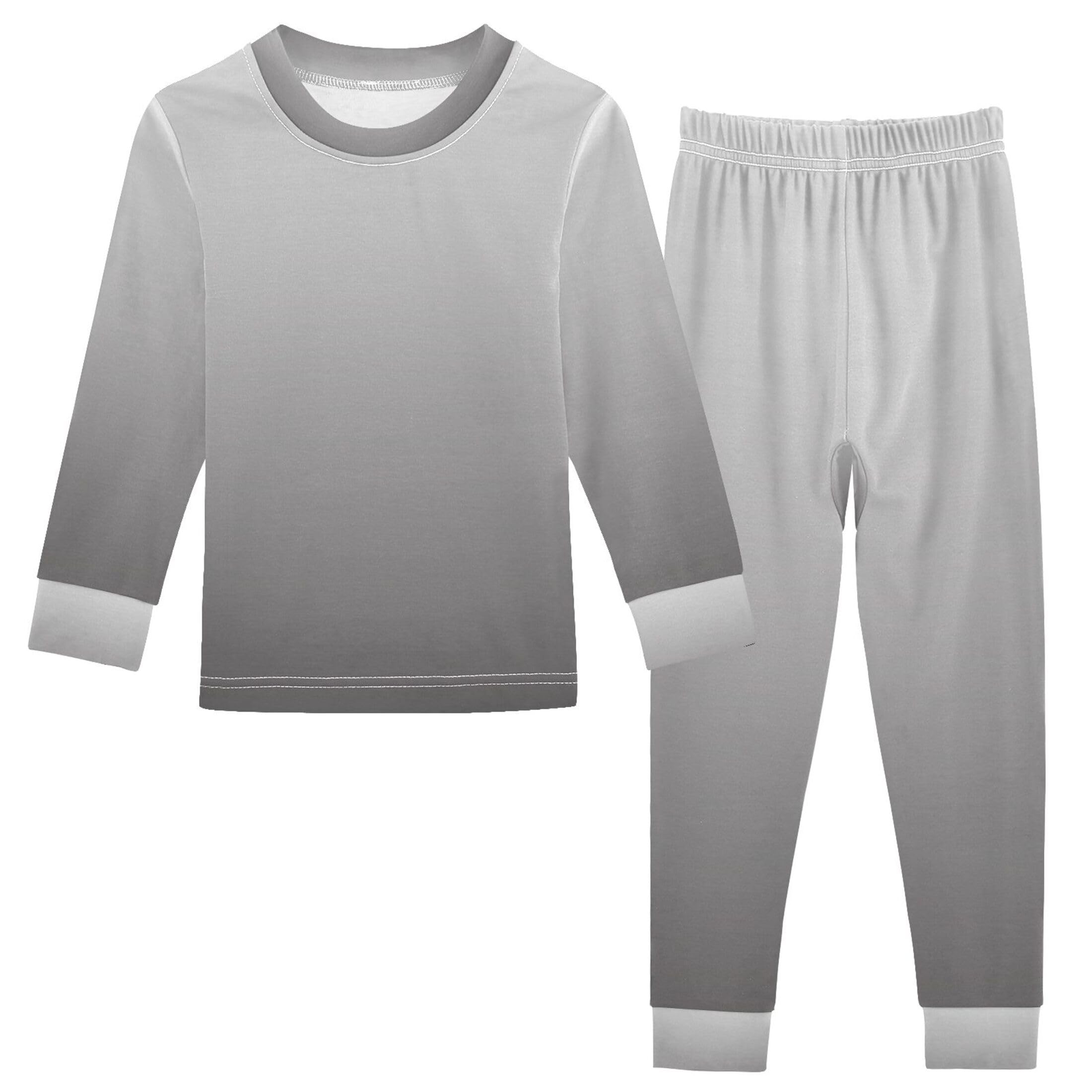 Gradient Dark Grey Long Sleeve Pajamas Set Sleepwear Jammies 2pcs Set Pjs Gradient Dark Grey