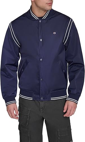Champion Men's Lightweight Varsity Bomber Jacket, Peacoat, Medium