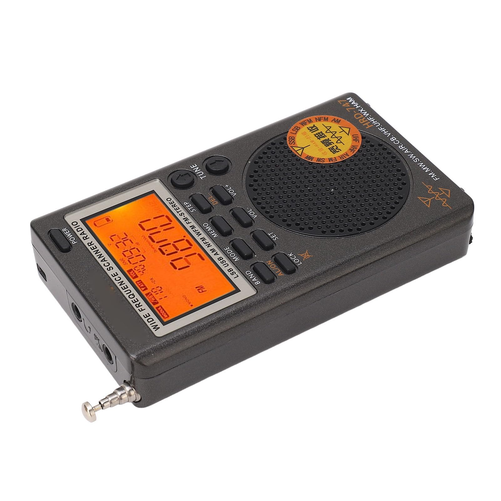 Receptor de Radio Banda Completa DSP Portátil - Compatible con FM, MW, SW, SSB, LSB, Air CB - Espacio de Memoria Amplio - 8Ω 1W Altavoz para Transmisión FM Global