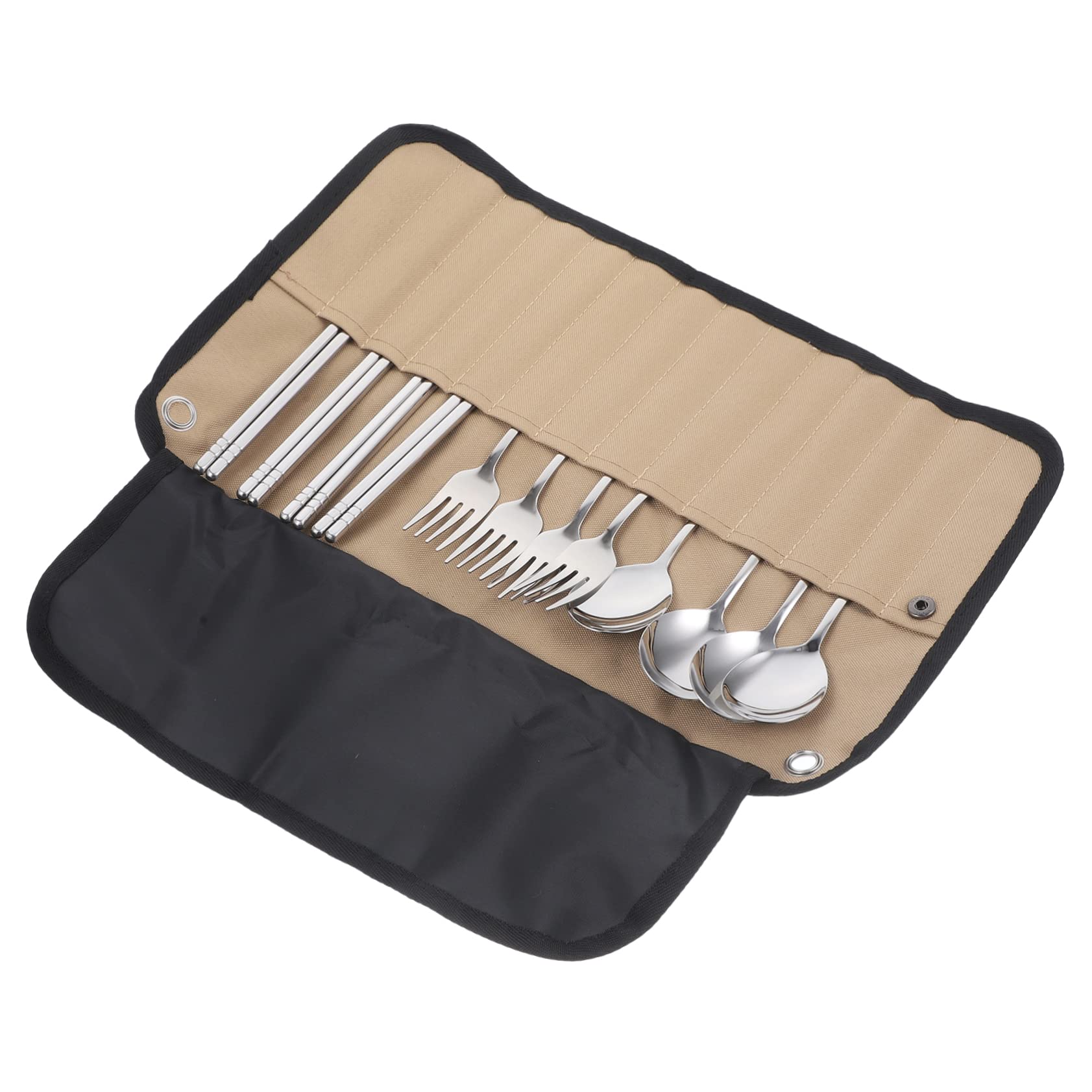 Mikinona 1Set Portable Camping Tableware of Cutlery with Pouch for Picnic Hiking Bbq and Outdoor Activities Includes Chopsticks Spoon Fork for and Storage