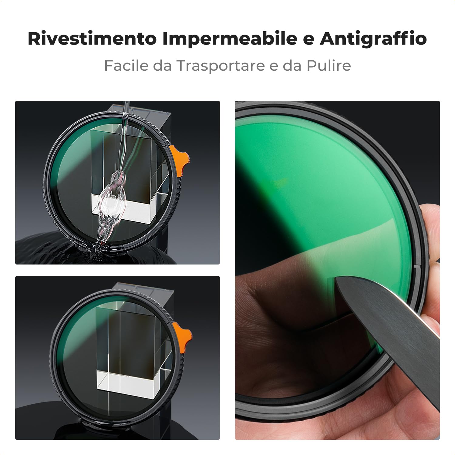 K&F CONCEPT Nano-Xcel 82mm Filtro Variabile ND3-1000 (1.5-10 stop) | Filtro a Densità Neutra ND3-1000 in Vetro Ottico con Rivestimento Nano a 28 Strati - FN724