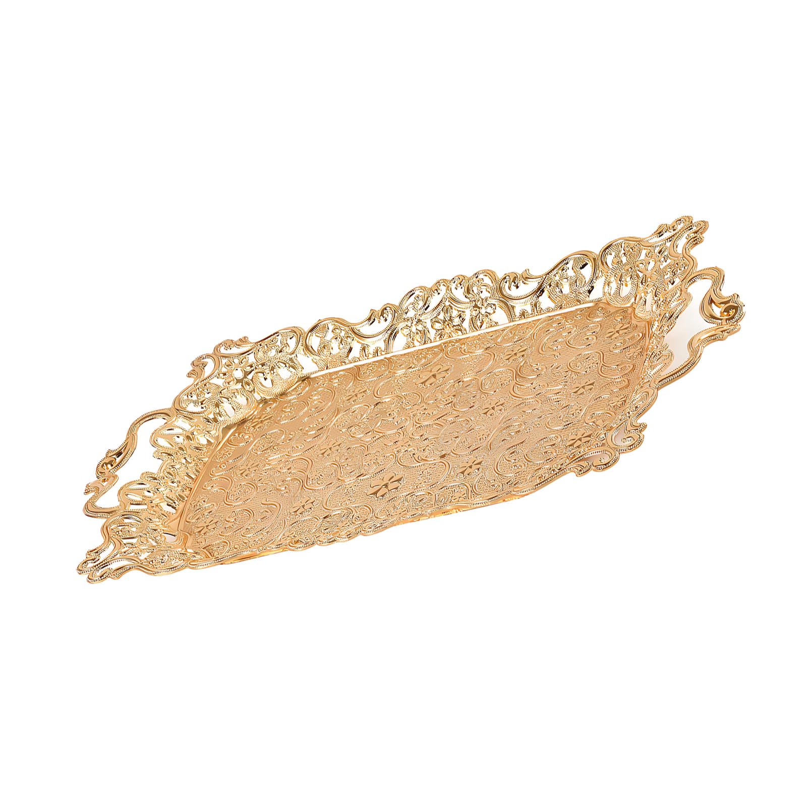 SXRQ Contemporary Handcrafted Iron Tray Unique Rectangular Hollow Out for Fruit Display and Centerpiece Empty Incised Fruit Plate