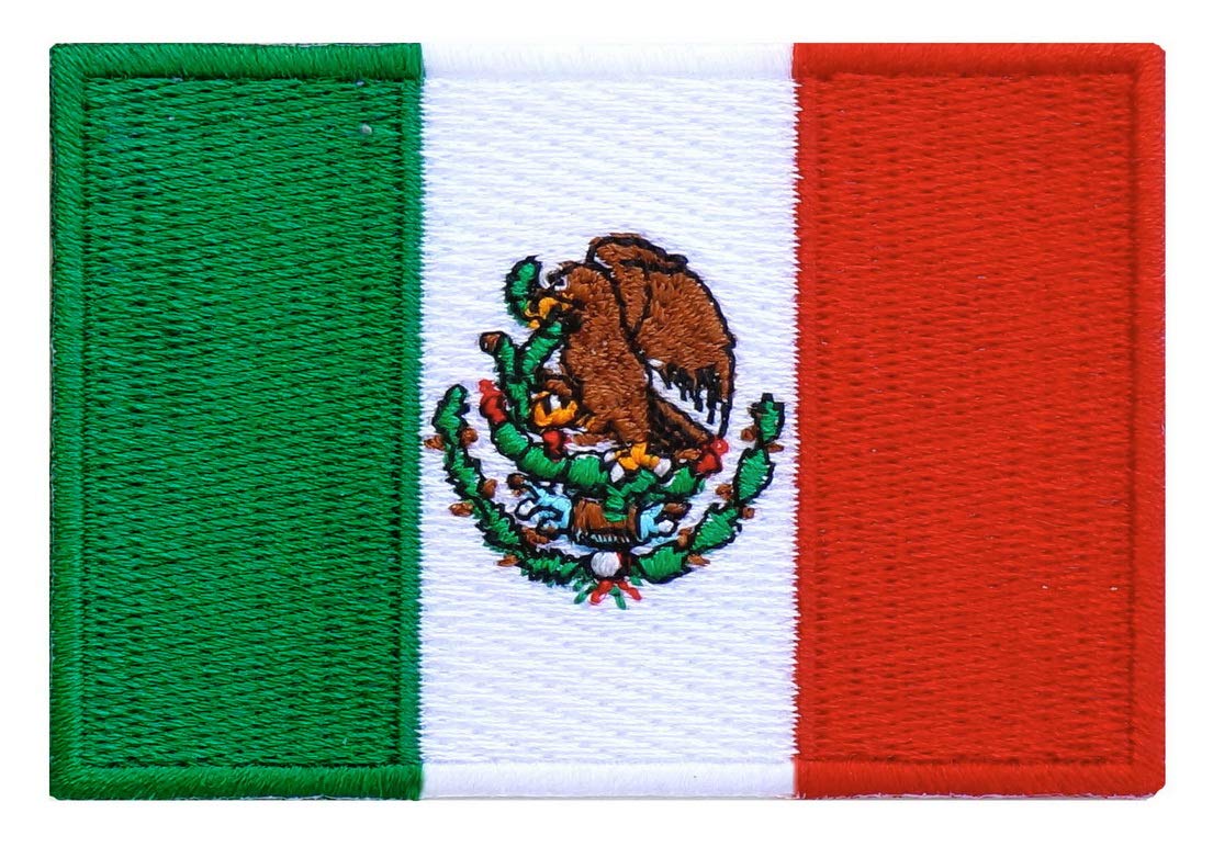 Graphic Dust 2 Pieces Mexico Flag Embroidered Iron On Patch Applique Mexican Flag Costume Uniform DIY Jean Jacket