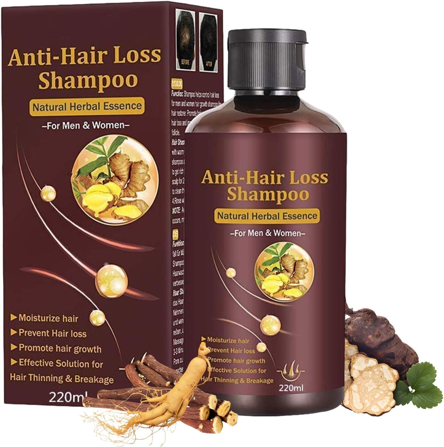 Hair Thickening Shampoo, Natural & Organic Herb Shampoo for Hair Regrowth Faster, Prevent Hair Loss, Suitable for All Hair Types, Unisex, 0.0353 Fl Oz