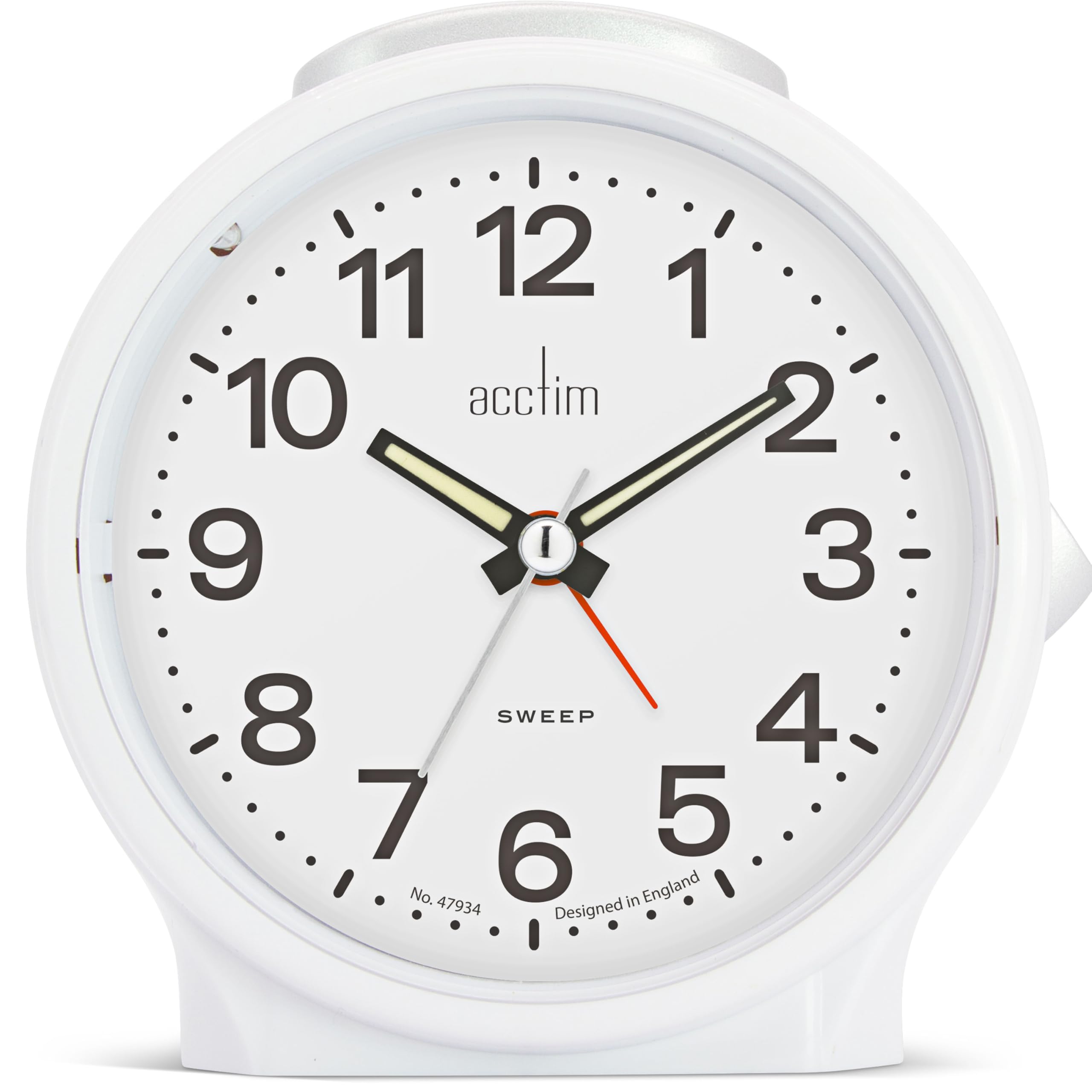 Acctim White Elsie Analogue Alarm Clock Non Ticking Sweep Luminous Hands Powder (White)