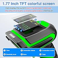 Vista 5 de Symcode Escáner de código de barras de pantalla 2D inalámbrico con soporte de carga, 2 en 1 inalámbrico 433 MHz y Bluetooth 2600 mAh 1D 2D escáner