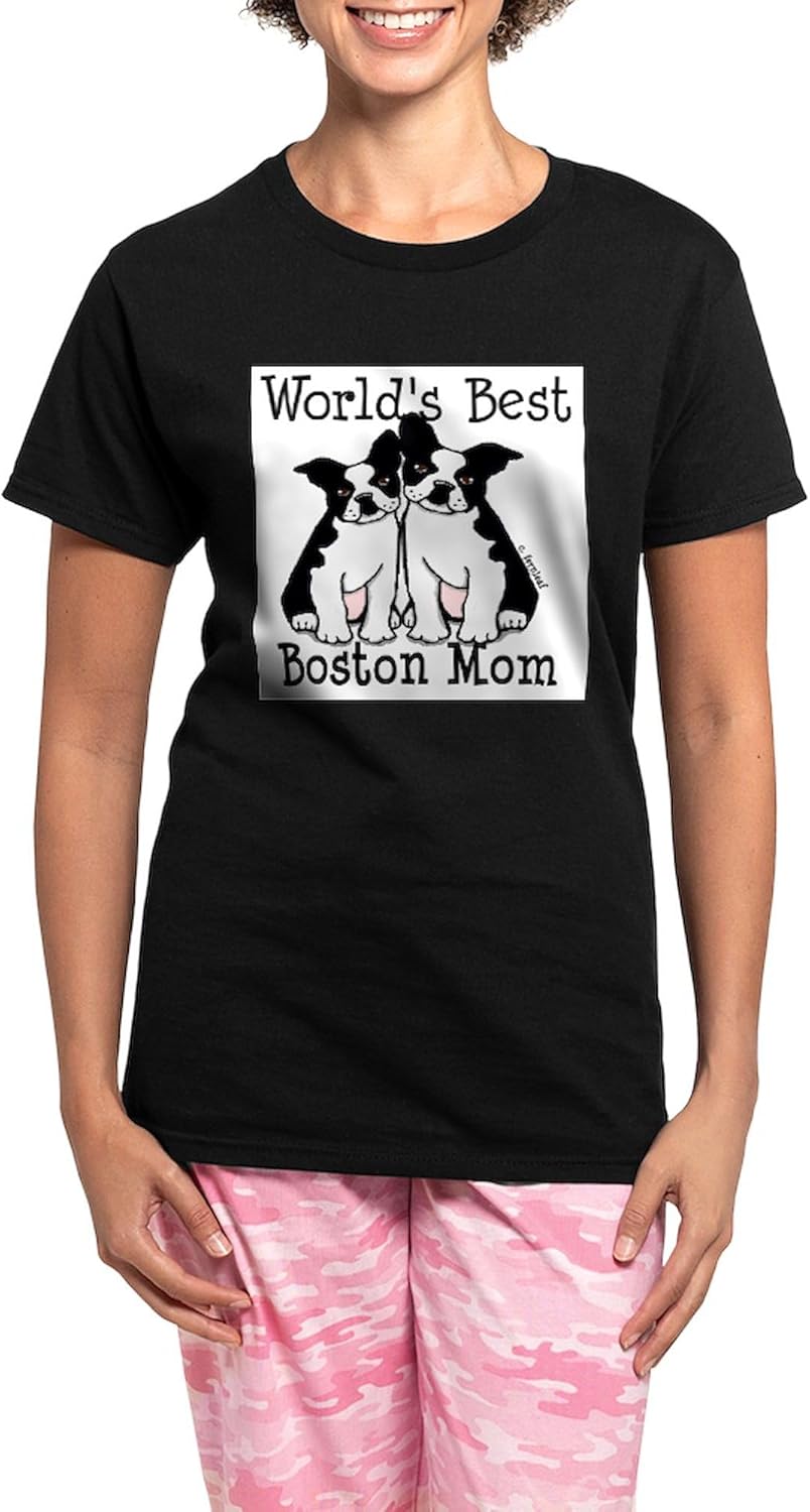 CafePress Dogworldbestbostonmom Pajamas Womens Novelty PJ Sleepwear