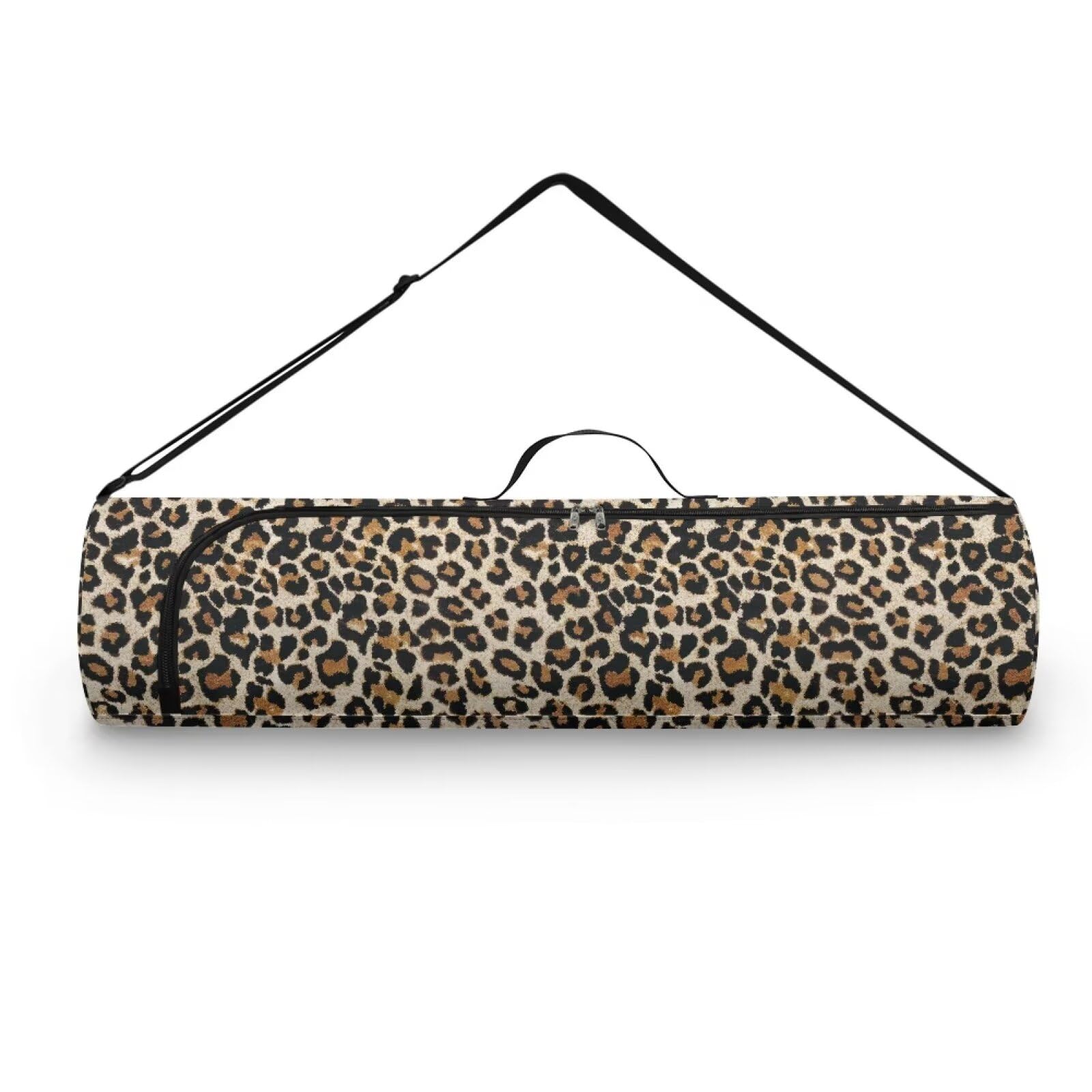 Pzuqiu Leopard Print Yoga Mat Bag for Women & Men Travel Yoga Gym Bag for Thick Exercise Yoga Mat Full-Zip Yoga Mat Carrier Bag for Class Workout Park with Adjustable Strap, Pzu-BZT26