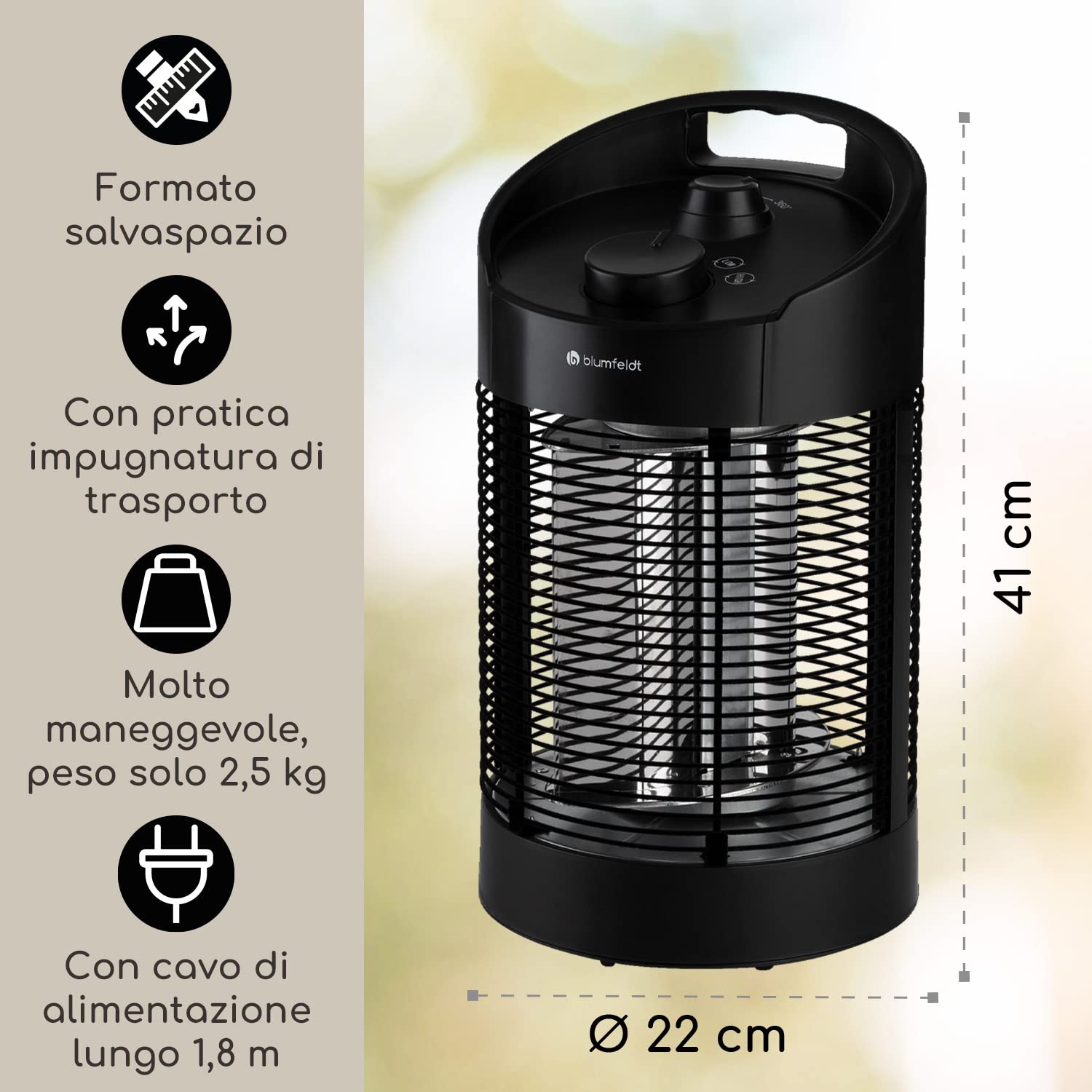 Klarstein Stufa Elettrica Basso Consumo, Colonnina Elettrica per Interno/Esterno 700W, Termosifone Elettrico, Pannello Radiante Infrarossi, Stufetta con Oscillazione 360°, IPX4, No CO2