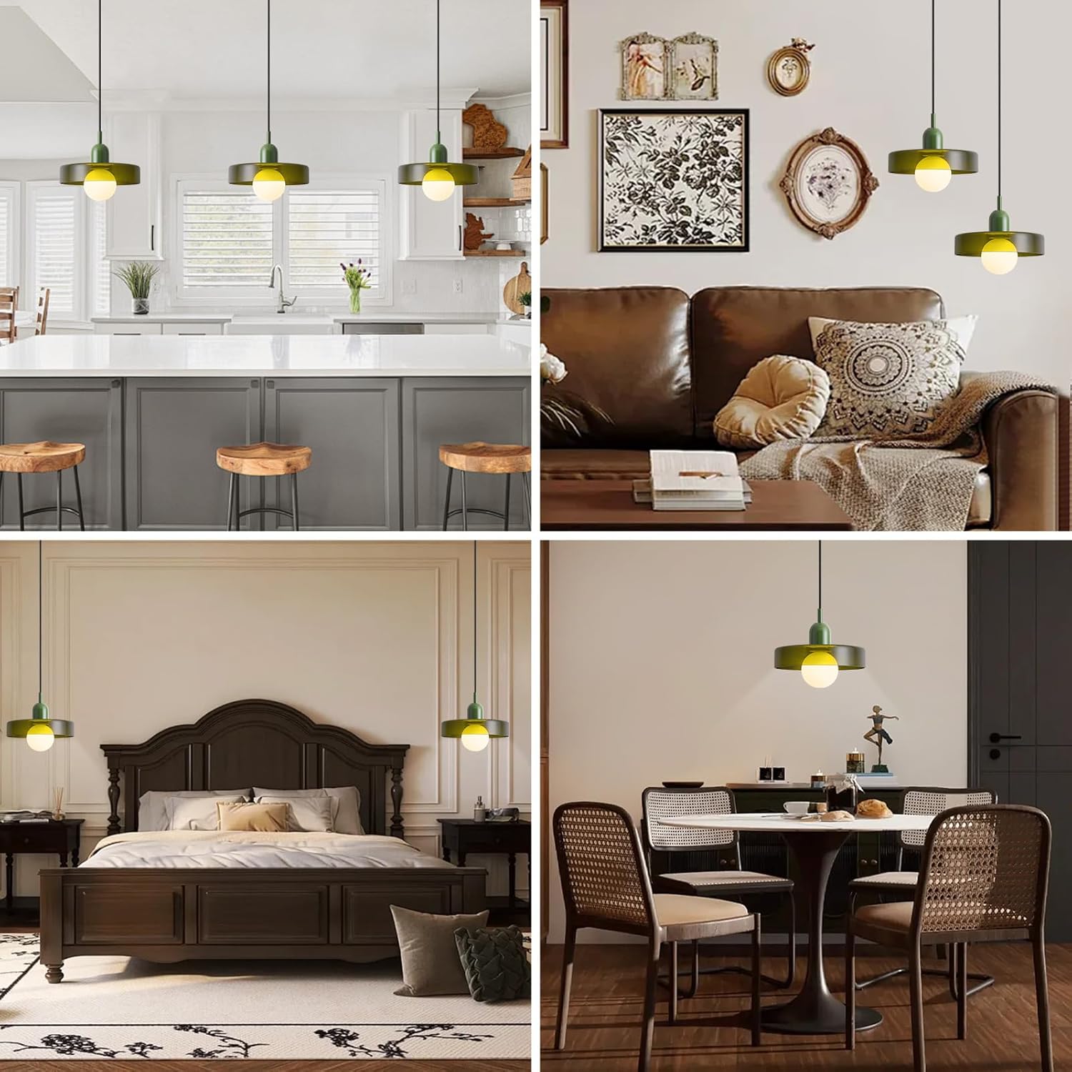 Glass Pendant Light Vintage Hanging Light Fixture Modern Kitchen Island Mid Century Modern Lamp Green