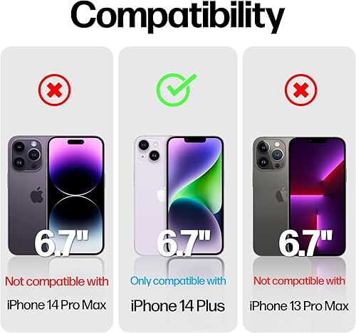 Miniatura 3 de Power Theory Protector de pantalla diseñado para iPhone 14 Plus con protectores de lente de cámara y kit de fácil instalación vidrio templado de