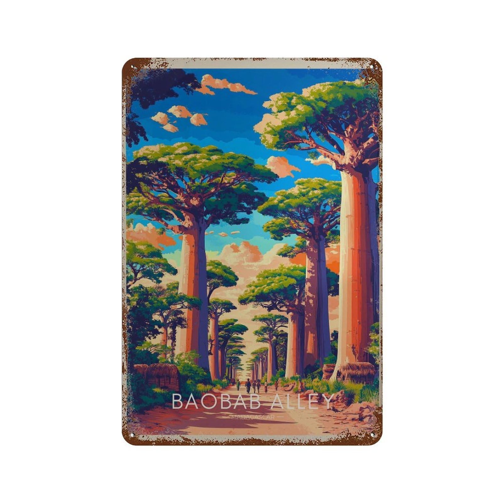 xiaoxiaoshen Baobab Alley Madagascar Africa Travel Wall Decor Art Metal Tin Poster Modern Home Decor Art Home Bar Shop Decorations Vintage Sign 30x20cm