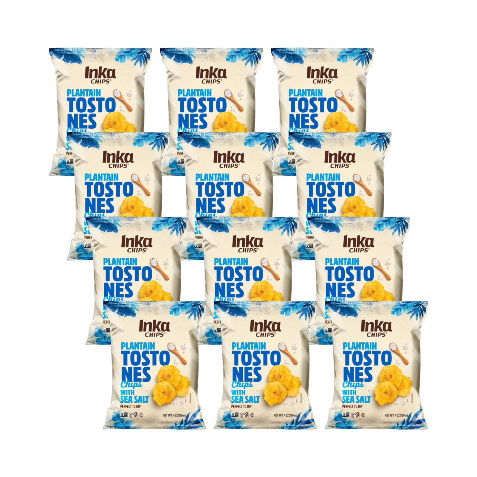 Inka Sea Salt Flavored Tostones Chips, Gluten Free, Non GMO, 4 Ounces (Pack Of 12)