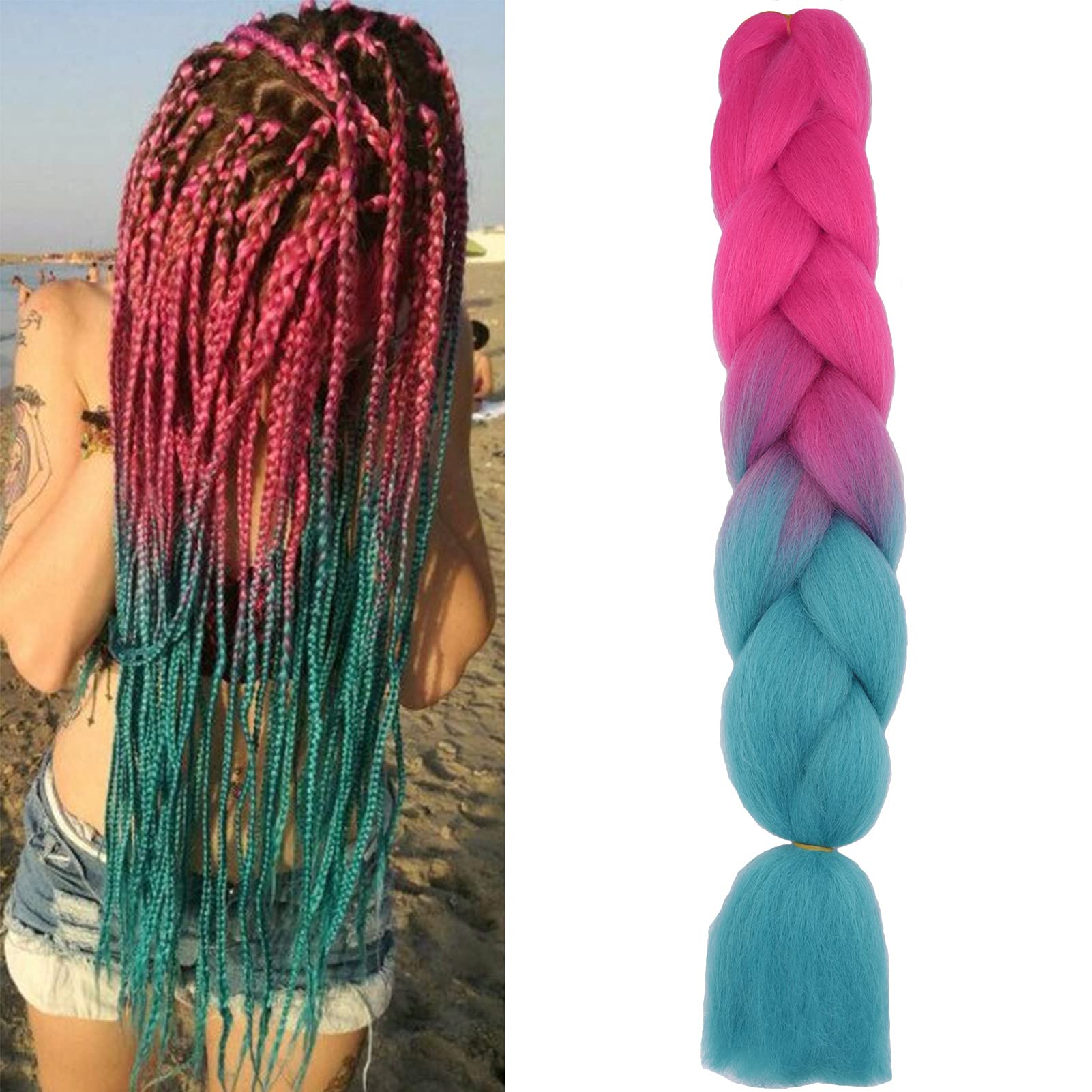 24inch Jumbo Braids Hair Extensions Ombre Braiding Hair Synthetic 3Pieces/lot Crochet Twist High Temperature African Box Braids, Sapphire Blue — view 26
