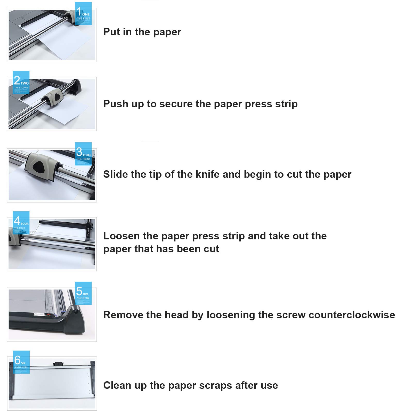 Recortadora de Papel A4 Cuchillo Rodante de Acero Al Carbono Corta | Corta Papel Tarjeta Foto Película Cuero para Personal de Oficina Trabajadores de Estudio Fotográfico Profesores Escuela