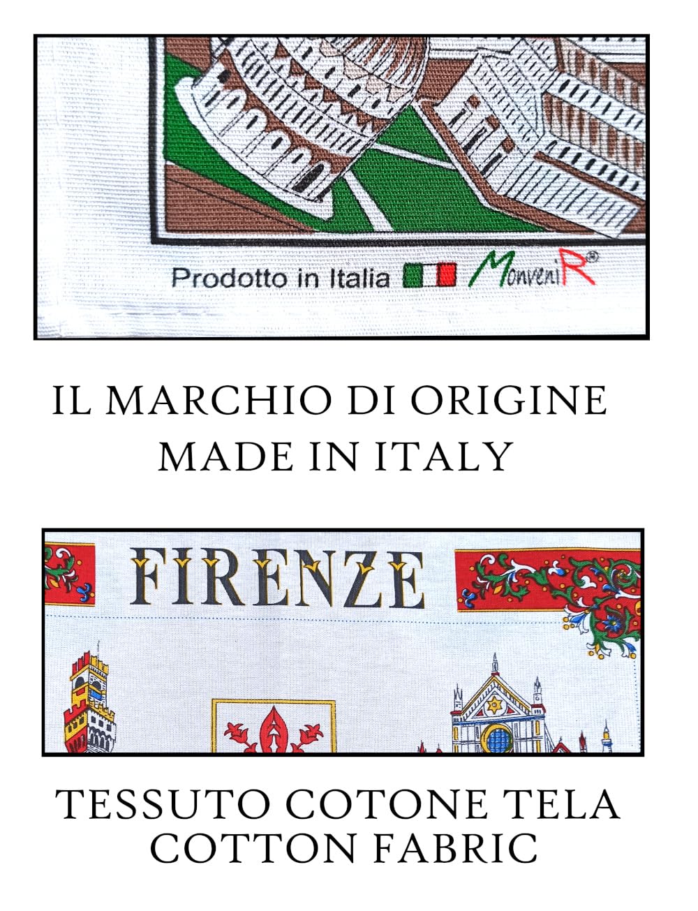Set 6 Strofinacci Canovacci Souvenir Italiani, Tessuto Tela Cotone, da regalare, Utile in Cucina, asciuga, Made in Italy, città italiane Pisa Firenze Milano Napoli Roma, Eco-friendly, tessuti per casa