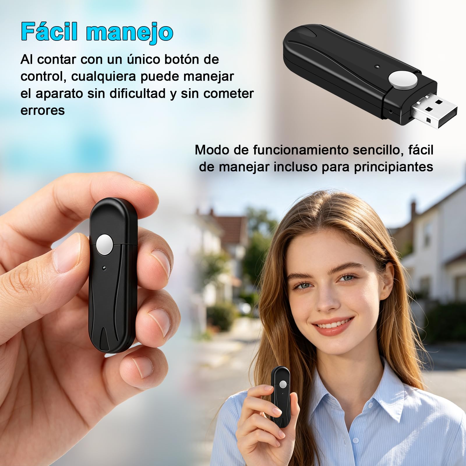 Cámara Oculta 1080P Mini Cámara Espía Memoria USB | 2H Microcámara Vigilancia, Grabación en Bucle, para Reuniones y Actividades al Aire Libre
