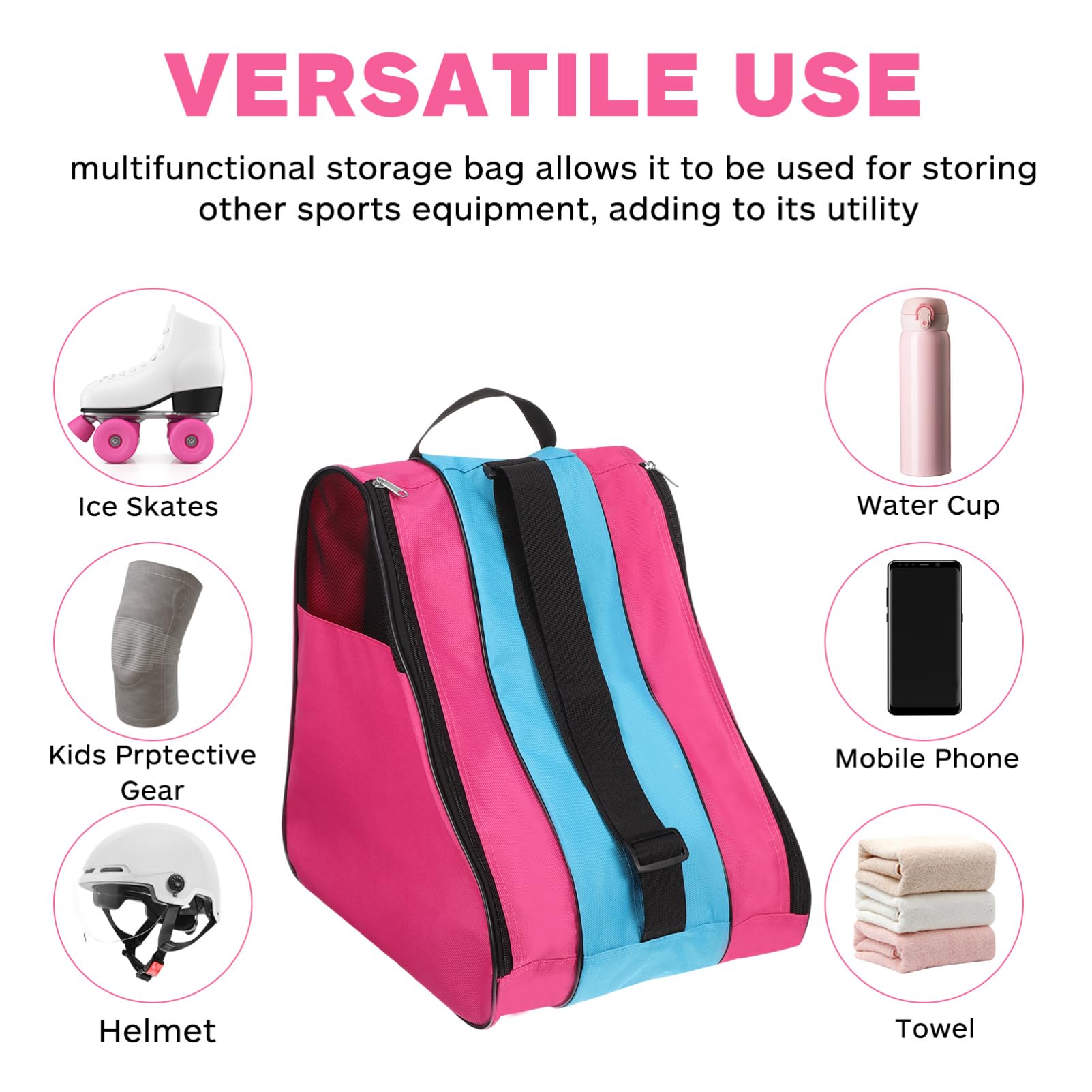 Happyyami Rollschuhtasche für Junge Mädchen Dreieckstasche zum Transport von Schlittschuhen und Schutzausrüstung aus Robustem für Langlebigen Gebrauch