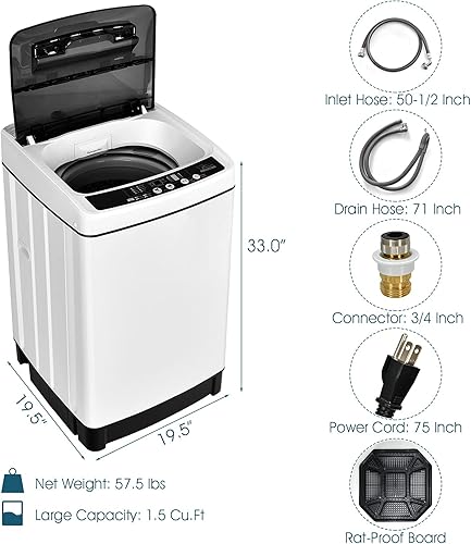Miniatura 4 de ARLIME Lavadora portátil 2 en 1, capacidad de 1.5 pies cúbicos, lavadora compacta de lavandería y secadora giratoria con manguera larga de entrada y