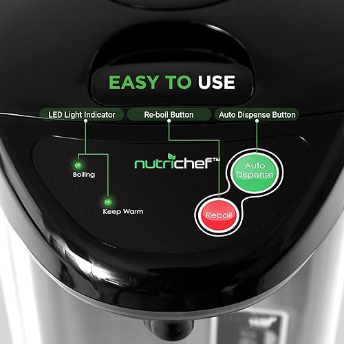 Miniatura 6 de NutriChef - Urna de agua caliente aislada de acero inoxidable, dispensador automático y manual, caldera automática, cierre de bloqueo de seguridad