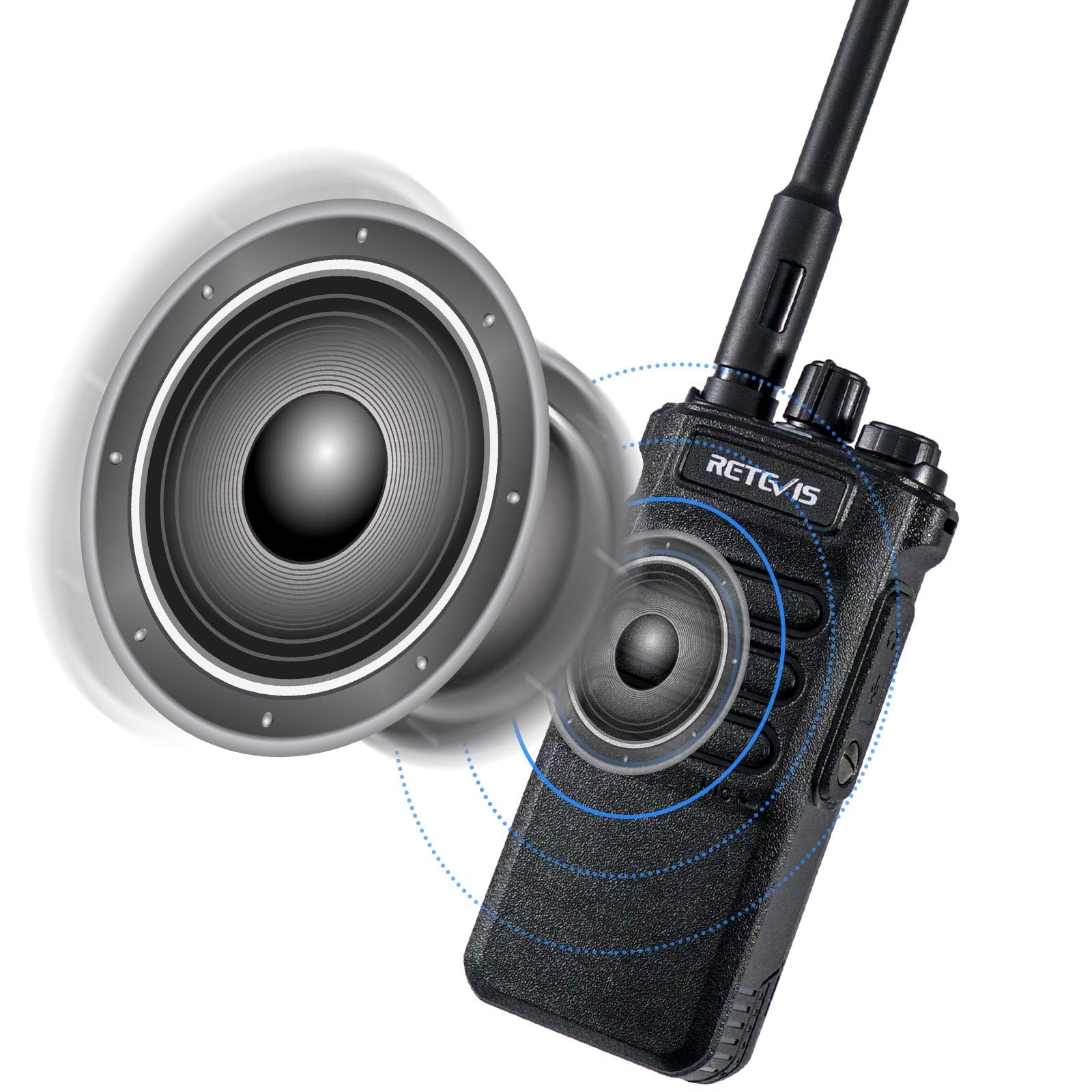 Retevis RT86 Walkie Talkie Lunga Distanza con Auricolare, 2600mAh 16 Canali Ricetrasmettitore Portatile Robusto, VOX Squelch Scan Torcia Allarme Radio 2 Vie per Sicurezza, Cantiere (Nero, 3 Pz) | 2600mAh 16 Canali Ricetrasmettitore, VOX Squelch Scan Torci