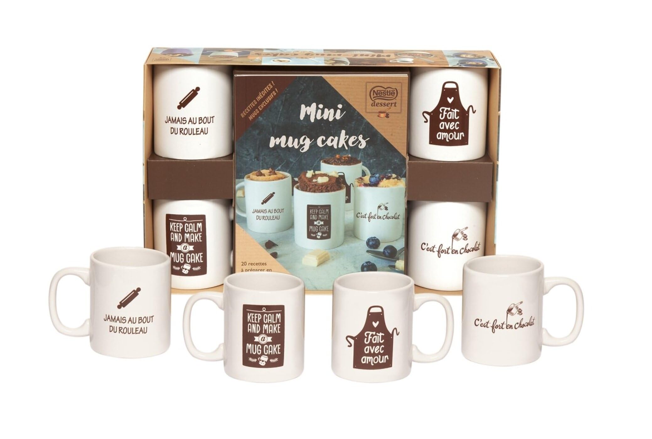 Mini Mug Cakes: Coffret avec un livre de 20 recettes et 4 mini-mugs collector