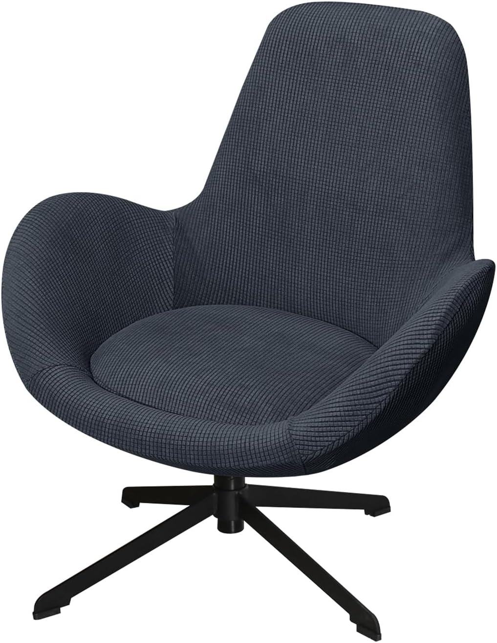 Swivel Armchair Slipcover, Swivel Armchair Office Chair Cover, Curved Back Accent Desk Chair Protector, for Living Room Bedroom Home Office (Dark Gray)