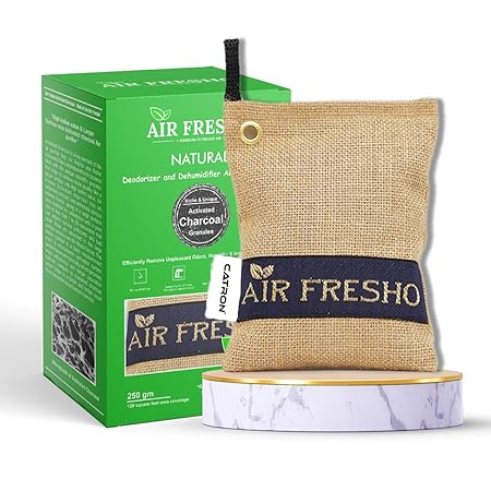 Catron Non-Electric Organic Advanced Charcoal Carbon Air Purifier Bag from Car, Bathroom and Kitchen (Khakhi, 250g)