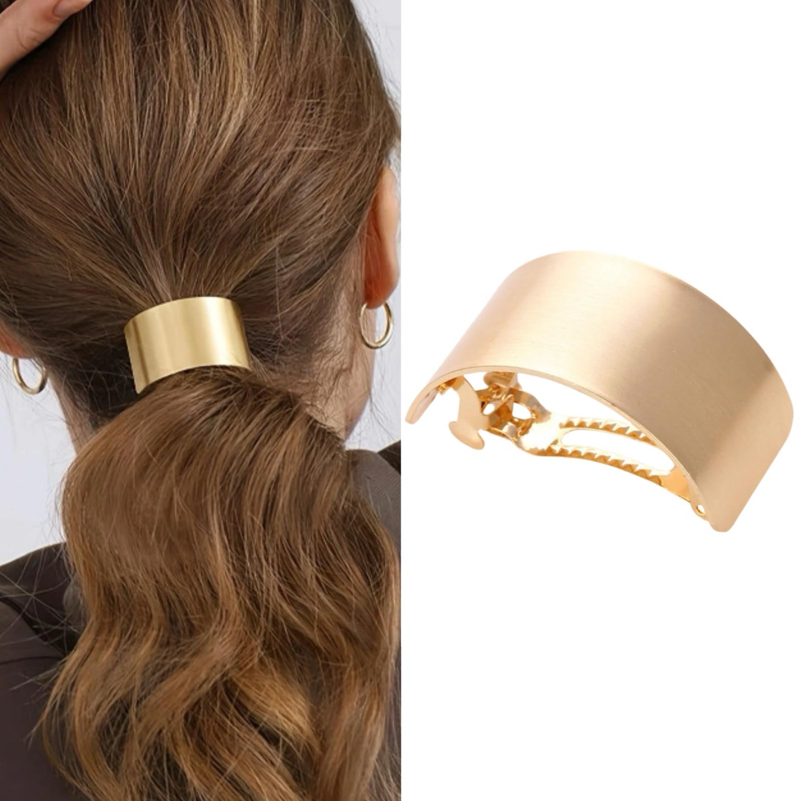 Metal Ponytail Hair Clips Gold Ponytail Holder Cuffs,Retro French Barrettes Large For Women Girls Long Thick Curly Hair Decorative Accessories