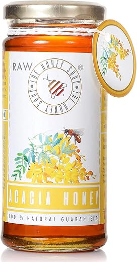 THE HONEY SHOP Acacia Honey 320g – 100% Pure Natural Kashmir Valley White Honey | Raw Unheated Unprocessed Superfood | Imm...