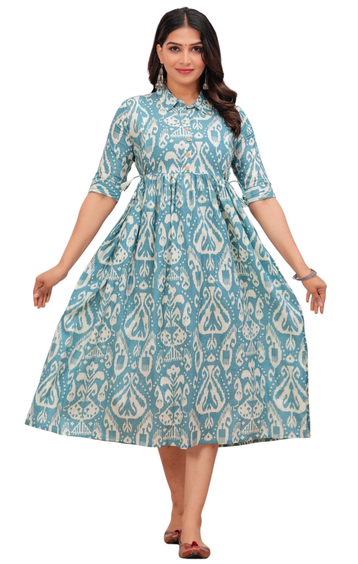 Women's Cotton Maternity Kurti for Feeding Zip | Cotton Maternity Dress for Pregnancy & Nursing | Stylish Kurti with Front Zip Comfortable Maternity Wear-image-2